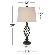 Load image into Gallery viewer, Annie Traditional Table Lamps Set of 2 Bronze Iron Scroll Tapered Cream Drum Shade for Living Room Family Bedroom - Franklin Iron Works