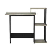 Load image into Gallery viewer, FURINNO Efficient Home Laptop Notebook Computer Desk, Square Side Shelves, French Oak Grey/Black