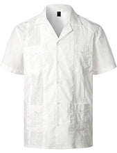 Load image into Gallery viewer, VATPAVE Mens Short Sleeve Button Down Cuban Guayabera Shirts Medium White