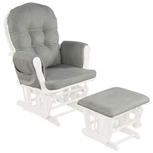 Load image into Gallery viewer, Costzon Baby Glider and Ottoman Cushion Set, Wood Baby Rocker Nursery Furniture, Upholstered Comfort Nursery Chair & Ottoman with Padded Arms (Light Gray)
