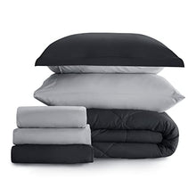 Load image into Gallery viewer, Bedsure Black Twin Comforter Set for Kids - 6 Pieces Reversible Black Bed Set Twin, Black Bed Set with Comforters, Sheets, Pillowcases & Shams - Bedspread & Coverlet Sets