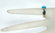 Load image into Gallery viewer, RB Gems Sterling Silver 925 Ring GENUINE GEMSTONE Cabochon 8x6 mm, 2 Carats with Rhodium-Plated Finish (11, turquoise)