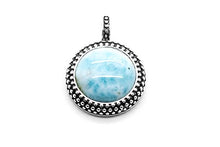 Load image into Gallery viewer, AZIEL Sterling Silver Natural Larimar Round Pendant Necklace,18"