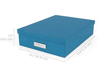 Load image into Gallery viewer, Bigso Oskar Fiberboard Label Frame Document Letter Box, 3.3 x 10.2 x 13.8 in, Turquoise