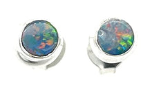 Load image into Gallery viewer, Genuine Australian Blue, Green Opal 925 Solid Sterling Silver Earrings 6mm