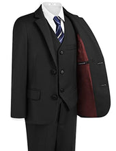 Load image into Gallery viewer, Boyoo Boy's 4 Pieces Formal Suit Set Slim Fit Blazers Outfit with Jacket, Vest, Dress Pants and Tie for Kids Size 5-14 Years Black