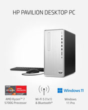 Load image into Gallery viewer, HP Pavilion Desktop PC, AMD Ryzen 7 5700G, 16 GB RAM, 512 GB SSD, Windows 11 Pro, Wi-Fi 5 & Bluetooth Connectivity, 9 USB Ports, Wired Mouse and Keyboard Combo, Pre-Built Tower (TP01-2022, 2021)