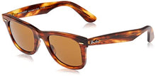 Load image into Gallery viewer, Ray-Ban RB2140 Original Wayfarer Square Sunglasses, Striped Havana/B-15 Brown, 50 mm