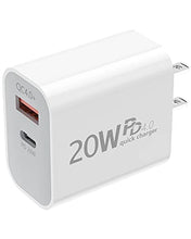 Load image into Gallery viewer, USB C Wall Charger, KOOPAO 20W Power Adapter Charger Plug 2 Port Charging Block Replacement for iPhone 13/13 Pro/13 mini/12/12 Pro/12 Mini/11/SE/X,MacBook,iPad,AirPods,Samsung,Pixel,Galaxy,Switch ect