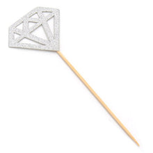 Load image into Gallery viewer, Pack of 40 Cupcake Toppers Silver Glitter Diamond Toppers Dessert Cake Decoration for Wedding Birthday Party
