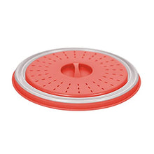 Load image into Gallery viewer, Tovolo Vented Collapsible Microwave Food Cover With Easy Grip Handle, Dishwasher-Safe, BPA-Free Silicone & Plastic, 10.5" Round, Red