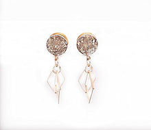 Load image into Gallery viewer, Silver Crushed Glass Diamond Dangle Rose Gold Plugs - 16g to 9/16 inch - Also available in Gold, Silver or Black!