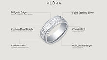 Load image into Gallery viewer, Mens Sterling Silver Greek Key Wedding Ring Band in Brushed Matte Milgrain 7mm Comfort Fit Size 10