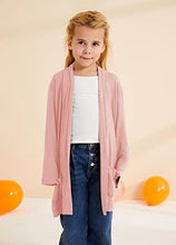 Load image into Gallery viewer, Girls Cute Long Sleeve Duster Cardigans Kids Casual Plain Soft Knit Jackets Cover Up Wrap Tops Outwear with Pockets