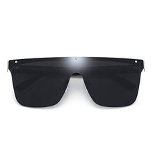 Load image into Gallery viewer, JIM HALO Rimless Shield Sunglasses One Piece Flat Top Mirror Glasses Women Men (Silver Frame/Grey Lens)