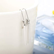 Load image into Gallery viewer, Milacolato 925 Sterling Silver Vertical Bar Dangle Earrings for Women Leverback Drop Earrings Elegant