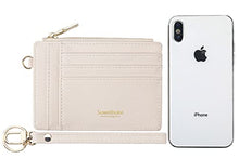 Load image into Gallery viewer, Wikavanli Women Slim Rfid Blocking Credit Card Case Holder Wristlet Zip ID Case Wallet Small Compact Leather Wallet Coin Purse with Keychain (Beige)