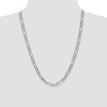 Load image into Gallery viewer, Black Bow Jewelry Men's 6mm 14k White Gold Flat Figaro Chain Necklace, 24 Inch