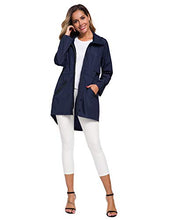Load image into Gallery viewer, Avoogue Womens Windbreaker Jacket with Hood Waterproof Water Resistant Lightweight Anorak Navy Blue XXL