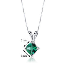 Load image into Gallery viewer, 14 Karat White Gold Cushion Cut 0.75 Carats Created Emerald Pendant
