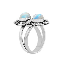 Load image into Gallery viewer, Moonstone Ring Size 7 Silver Plated Handmade Ring