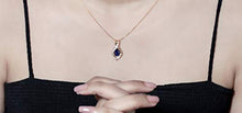 Load image into Gallery viewer, Dazzlingrock Collection Pear 9X6 MM Lab Created Blue Sapphire & Round Natural White Diamond Ladies Teardrop Pendant,14K Rose Gold
