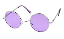 Load image into Gallery viewer, ShadyVEU Retro John Lennon Style Sunglasses Round Colorful Tint Groovy Hippie Wire Teashades (Purple Lens, 50)