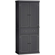 Load image into Gallery viewer, HOMCOM 72" Traditional Freestanding Kitchen Pantry Cabinet Cupboard with Doors and 3 Adjustable Shelves, Black