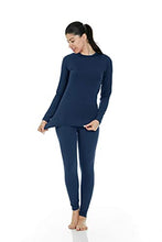 Load image into Gallery viewer, Thermajane Long Johns Thermal Underwear for Women Fleece Lined Base Layer Pajama Set Cold Weather (Medium, Navy)