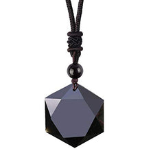 Load image into Gallery viewer, COOLSOME Obsidian/Tiger-stone Natural Stone Amulet Hexagram Pendant Necklace for Him/Her Couples Men Women (Hexagon)