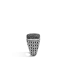 Load image into Gallery viewer, John Hardy Men's Classic Chain Silver Signet Ring with Black Sapphire, Size 10