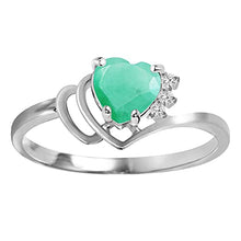 Load image into Gallery viewer, Galaxy Gold GG 14k Solid White Gold Ring with 1.02 Carat Natural Emerald & Natural Diamonds - Size 8.0
