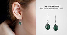 Load image into Gallery viewer, Natural Malachite Earrings 925 Silver Overlay handmade Dangle Earrings
