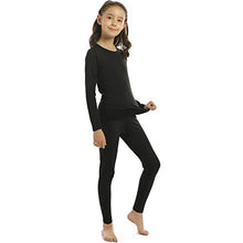 Load image into Gallery viewer, ViCherub Girl’s Thermal Underwear Set Kids Long Johns Fleece Lined Base Layer Top & Bottom Thermals for Girl Black Large