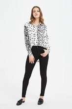 Load image into Gallery viewer, Tronjori Women's Casual V Neck Crepe Blouses Long Sleeve Button Down Shirts Tops (S,White Black Leopard)