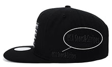 Load image into Gallery viewer, Flipper USA American Flag Flat Brim Bill Baseball Cap Classic Snapback Hat for Men Women Version.2 with 3 Sizes (All Black, Small ~ Medium (21 1/4" ~ 22 3/8"))