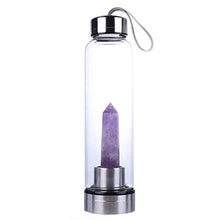 Load image into Gallery viewer, SAOI Amethyst Crystal Glass Water Bottle