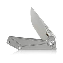Load image into Gallery viewer, KUBEY KB256 Folding Pocket Knife – Frame Lock Tactical Knife with 3.54in AUS-10 Sand Blast & Brush Blade – Solid Outdoor Knife with Titanium Handle for Hiking Hunting and EDC Carry (Grey)