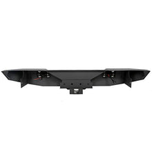 Load image into Gallery viewer, Rear Bumper Compatible with 2007-2018 Jeep Wrangler JK & Unlimited Rock Crawler Bumper w/2" Hitch Receiver, D-Ring, LED Lights (Textured Black)