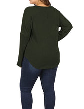 Load image into Gallery viewer, ALLEGRACE Women Plus Size Lightweight Knit Pullover Sweaters Long Sleeve Sweater Shirts Army Green 1X