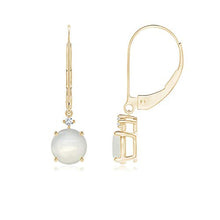 Load image into Gallery viewer, June Birthstone - Solitaire Moonstone Dangle Earrings in 14K Yellow Gold (6mm Moonstone)
