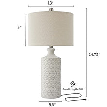 Load image into Gallery viewer, PoKat 24.75’’ Modern Contemporary Ceramic Table Lamp Set of 2 for Living Room White Desk Decor Lamps for Bedroom Study Room Office Farmhouse Bedside Nightstand Lamp End Table Lamps