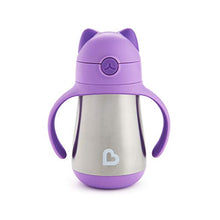 Load image into Gallery viewer, Munchkin Cool Cat Stainless Steel Straw Cup, 8 Ounce, Purple
