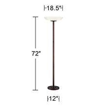 Load image into Gallery viewer, Meridian Light Blaster Modern Torchiere Floor Lamp Oiled Rubbed Bronze Frosted Glass Shade CFL Bulbs for Living Room Bedroom Uplight - Possini Euro Design
