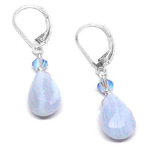 Load image into Gallery viewer, Blue Lace Agate Briolette Lever Back Earrings Swarovski Crystal Sterling Silver