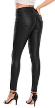 Load image into Gallery viewer, ECUPPER Women Black Faux Leather Stretch Sexy Pant Fleece Lined 29" Inseam-Regular 5XL-48