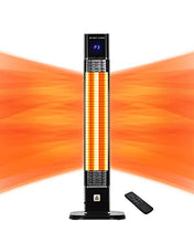 Load image into Gallery viewer, AKIRES Indoor Outdoor Patio Heater,1500W Electric Infrared Heater,34IN Portable Space Radiant Tower Heater with Remote,Waterproof,24H Timer,Large Room Heater for Bedroom Office Garage Backyard Porch