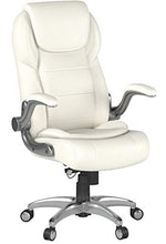 Load image into Gallery viewer, AmazonCommercial Ergonomic High-Back Bonded Leather Executive Chair with Flip-Up Arms and Lumbar Support, Cream