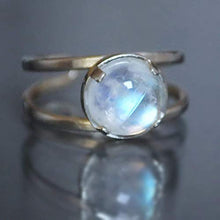 Load image into Gallery viewer, Natural Rainbow Moonstone Handmade Ring Adjustable (sizes 6-8) Sterling Silver 925