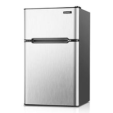 Load image into Gallery viewer, Euhomy Mini Fridge with Freezer, 3.2 Cu.Ft Compact Refrigerator with freezer, 2 Door Mini Fridge with freezer, Upright for Dorm, Bedroom, Office, Apartment- Food Storage or Drink Beer, Silver